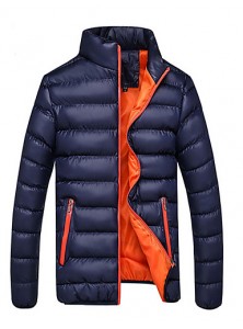 Men's Regular Padded Coat,Cotton Solid Long Sleeve