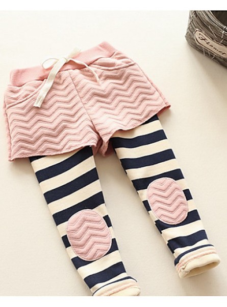 Girl's Casual/Daily Striped PantsCotton Winter Black / Pink  