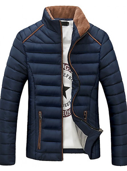 Men's Regular Padded Coat,Polyester Solid Long Sleeve