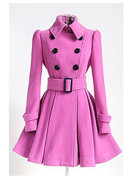 Women's Casual/Daily Vintage / Simple Coat,Solid Shirt Collar Long Sleeve Winter Others