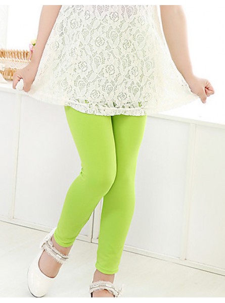 Girl's Casual/Daily Solid Leggings,Cotton Summer / Spring / Fall Green / Pink / Red / Yellow  