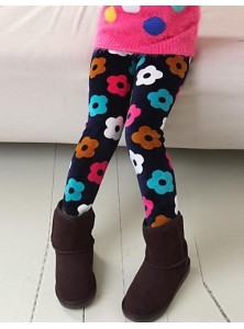 Girl's Fashion Sweet Joker Floral Print Thickening Warm Leggings  