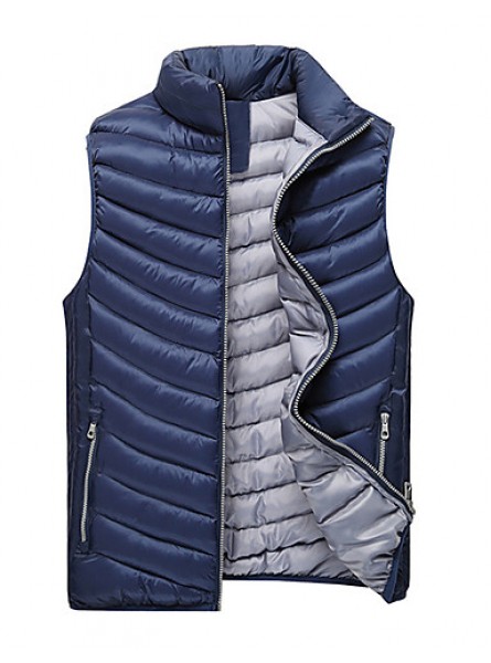 Men's Regular Padded Vest Coat,Polyester Solid Sleeveless Winter Vest k256