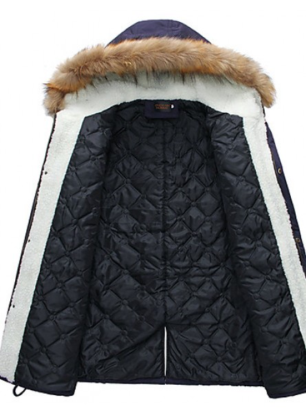 Men's Long Parka Coat , Cotton Pure Long Sleeve