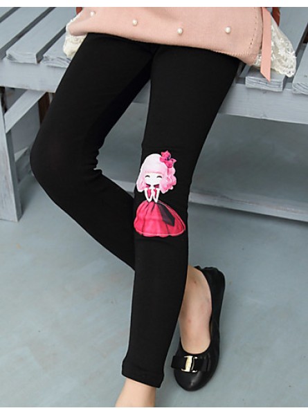 Girls Fashion Han Edition Joker Pure Color Cotton Leggings Cartoon Design  