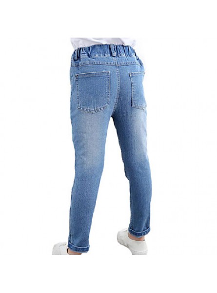 Girl's Casual/Daily Solid PantsCotton Fall Blue  