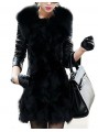 Women's Winter Fox Fur Leather Coat