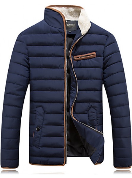 Men's Regular Padded Coat,Spandex Solid Long Sleeve