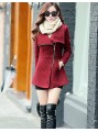 Women's Coat,Solid Long Sleeve Winter Red / Gray Wool / Others Thick