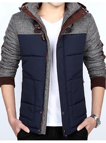 Men's Regular Padded Coat,Polyester Solid Long Sleeve