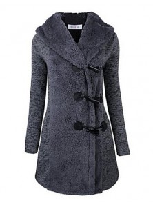Women's Going out / Casual/Daily /Street chic / Chinoiserie Coat,Solid V Neck Long Sleeve Winter Blue BN0889