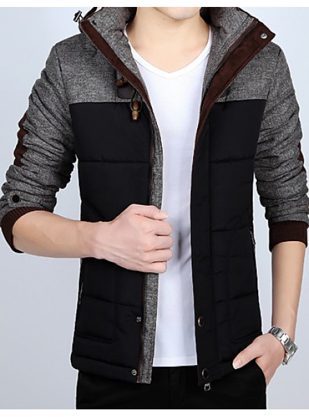 Men's Regular Padded Coat,Polyester Solid Long Sleeve