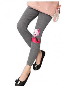 Girls Fashion Han Edition Joker Pure Color Cotton Leggings Cartoon Design  