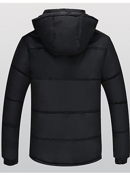 Hot Sale Men's Regular Padded Plus Size Solid-Polyester Polyester Long Sleeve Hooded Black