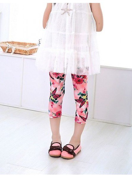 Girl's Casual/Daily Print Pants,Polyester Summer Blue / Pink / Red / White  
