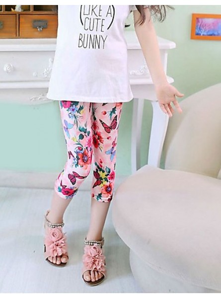 Girl's Casual/Daily Print Pants,Polyester Summer Blue / Pink / Red / White  