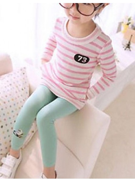 Girl's Solid Leggings,Cotton / Polyester Winter / Spring / Fall Green / Pink / White / Yellow / Gray  