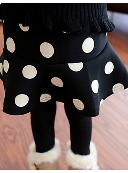 Girl's Casual/Daily Polka Dot Dress / LeggingsCotton / Spandex Winter Black  