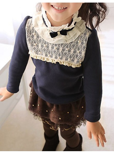 Girl's Casual/Daily Solid Dress / LeggingsWool / Cotton Spring / Fall Blue / Brown  