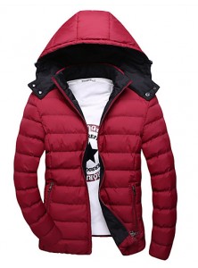 Men's Regular Padded Coat,Cotton Solid Long Sleeve