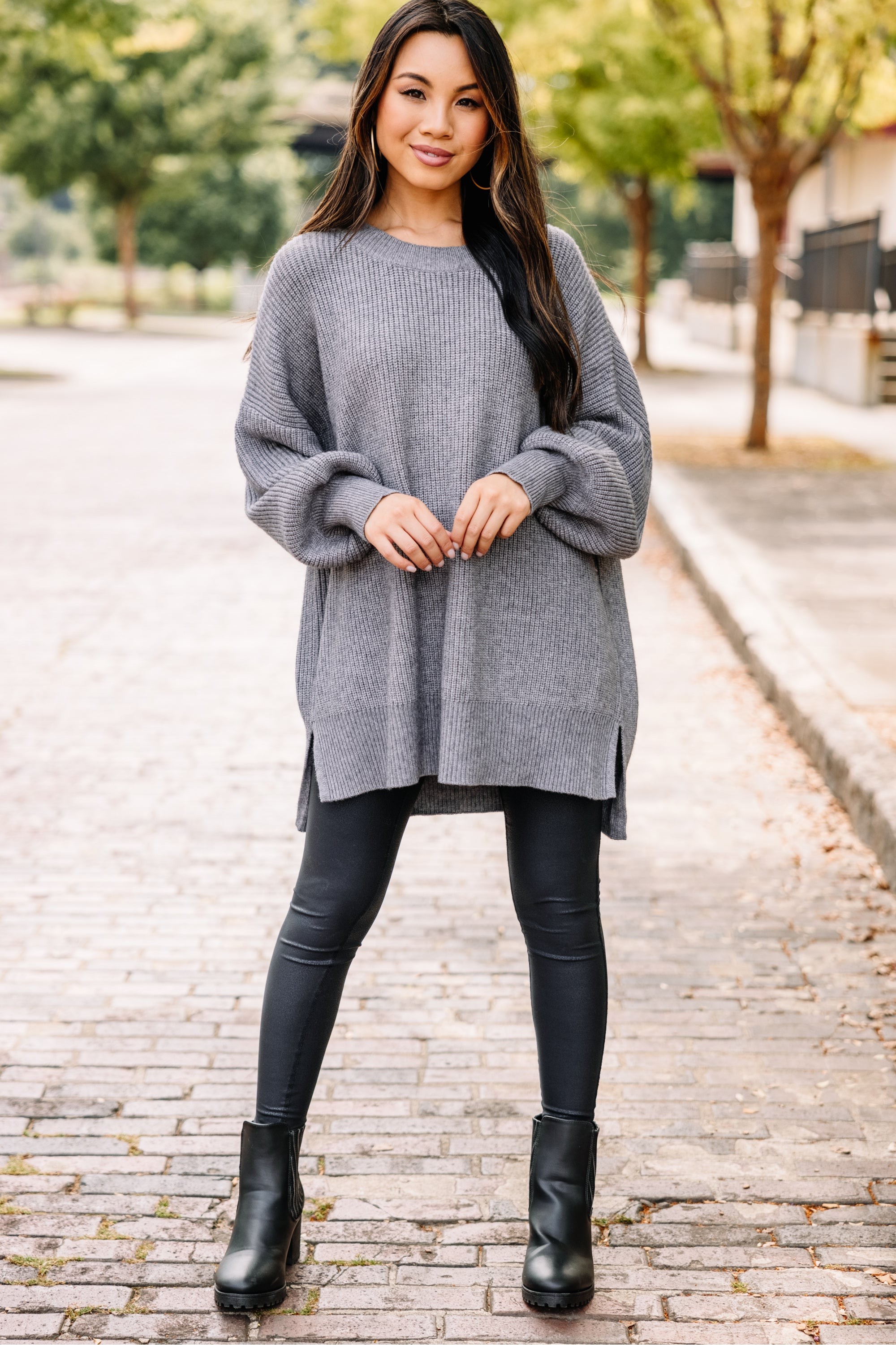 Go On Your Way Heather Gray Sweater Tunic