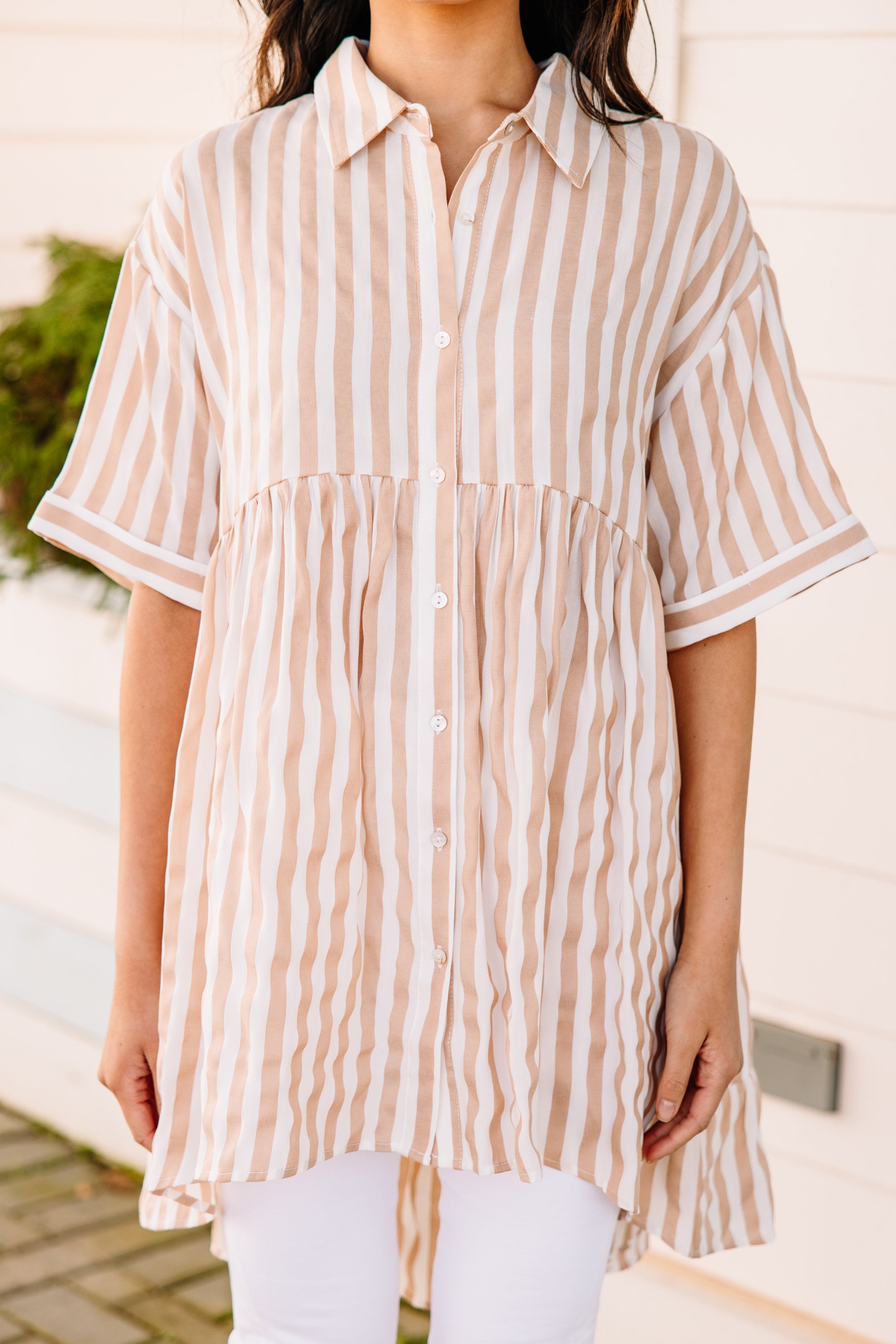 Behind Sand Striped Tunic