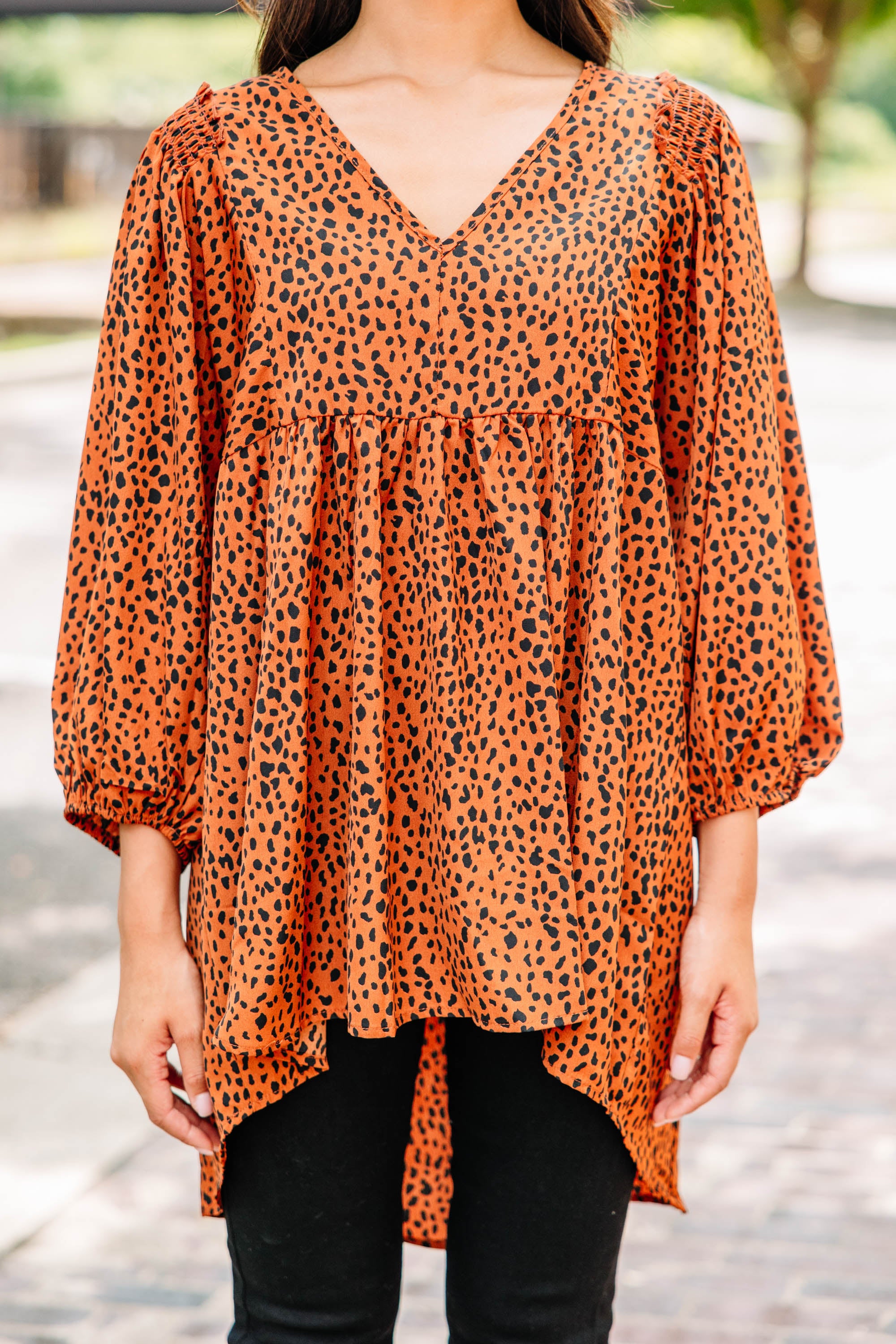 Feeling Wild Cinnamon Brown Spotted Tunic