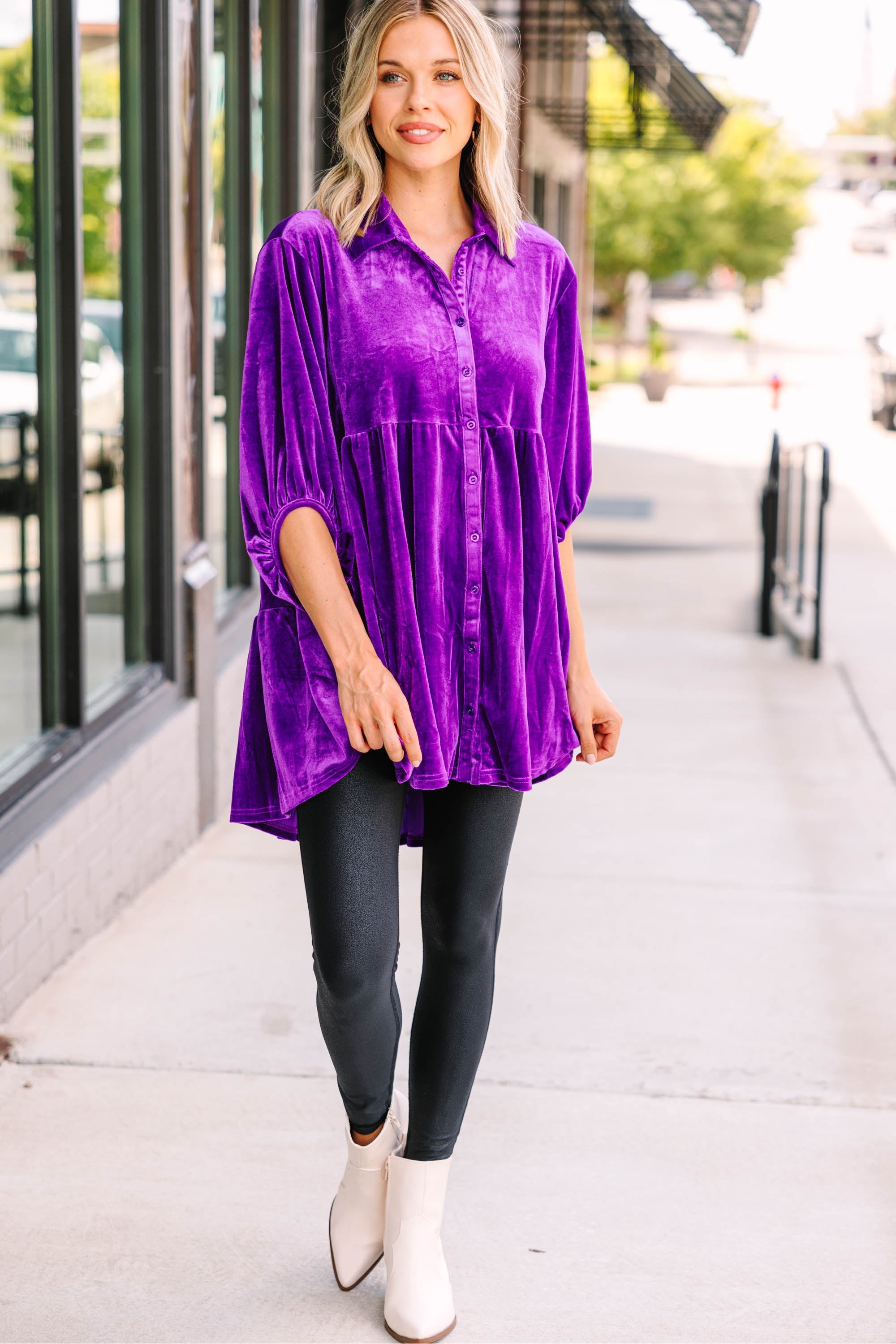 Bold Dreams Violet Purple Velvet Tunic