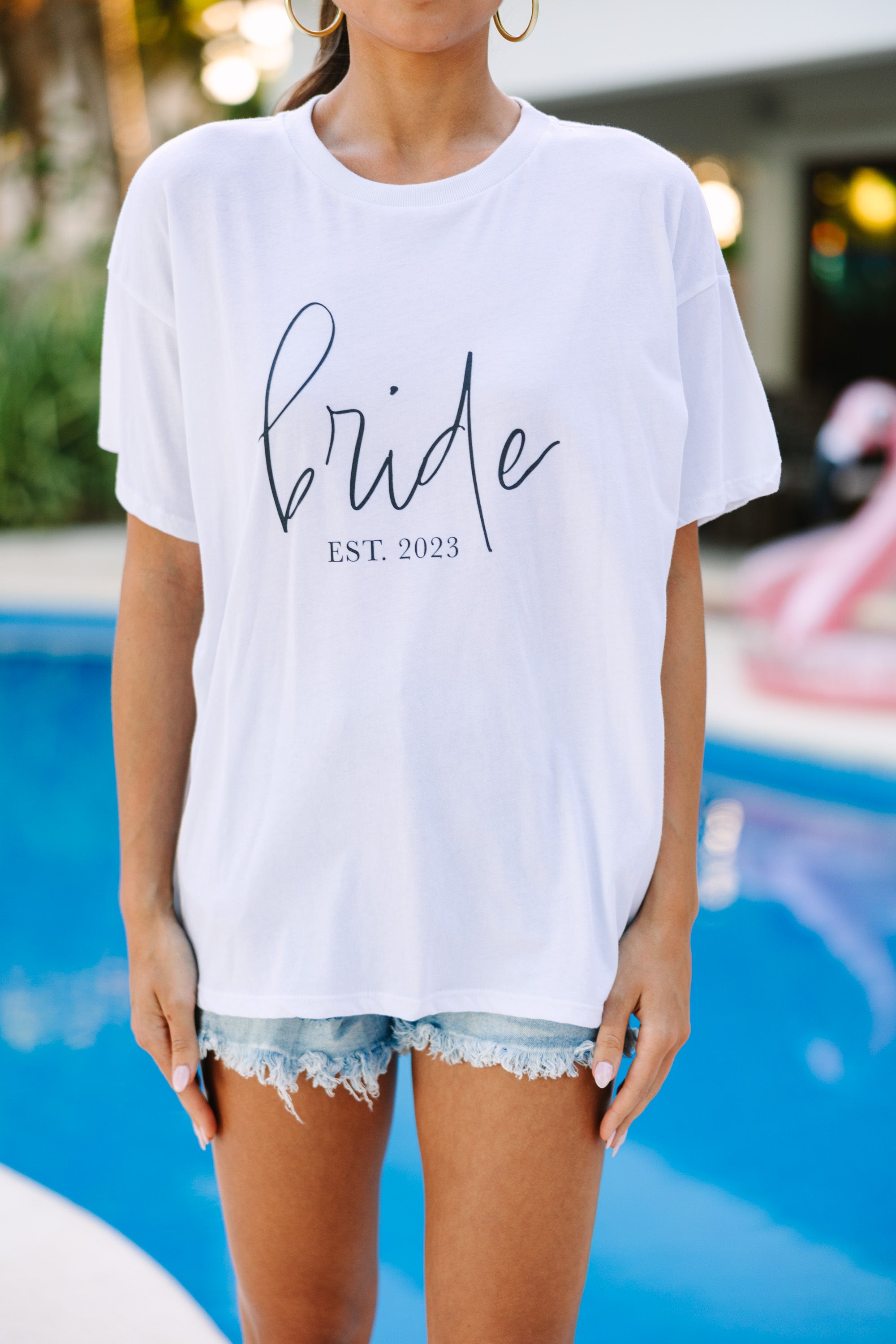 Bride Est. 2023 White Graphic Tee