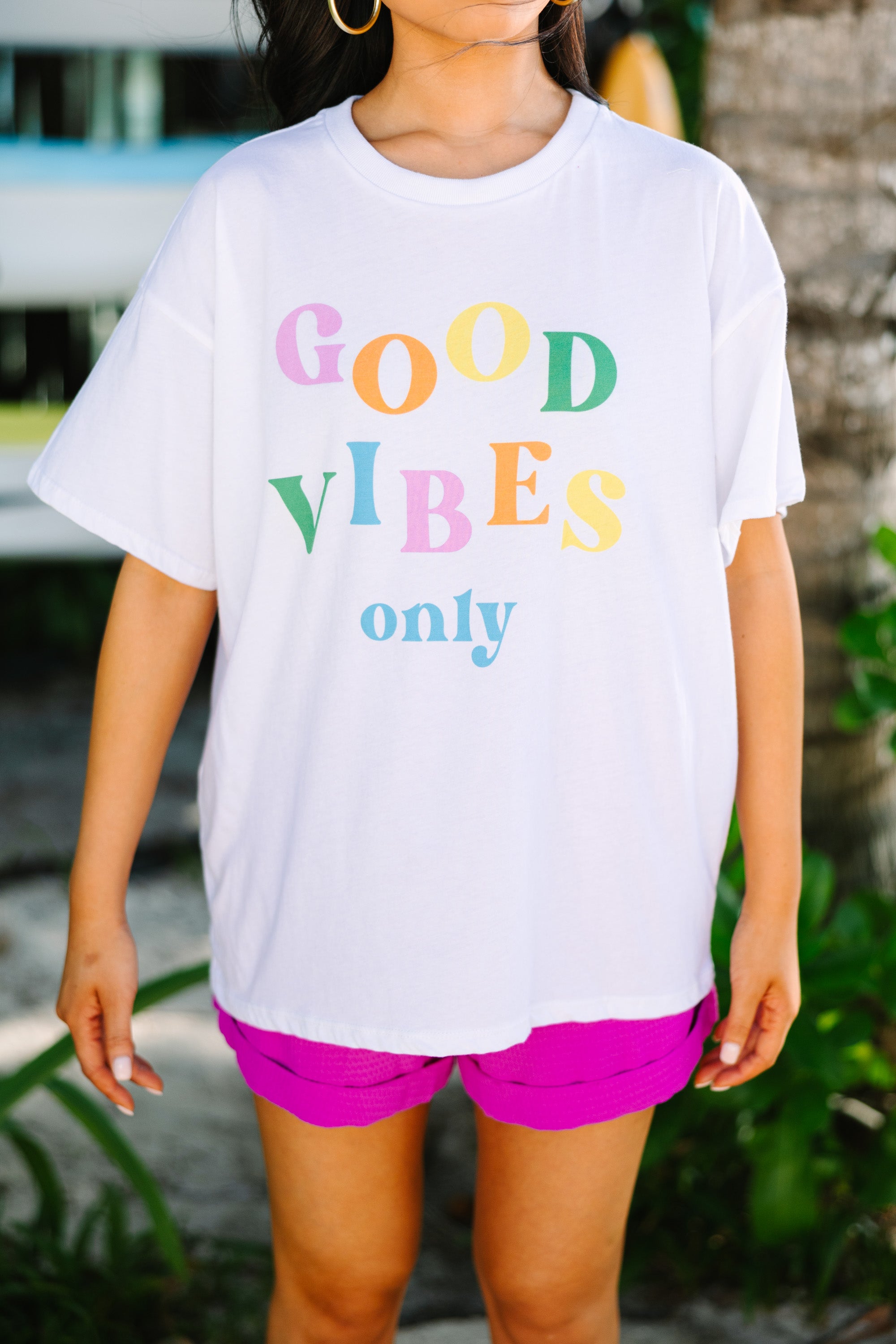 Good Vibes Only White Graphic Tee
